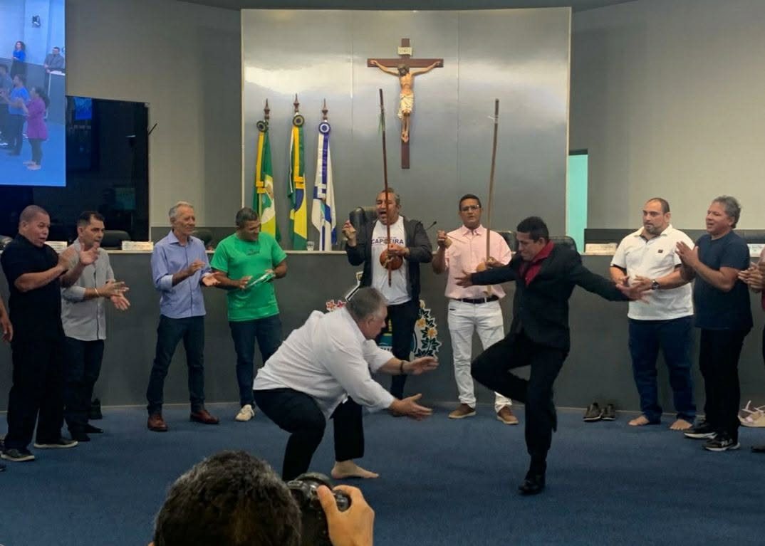 Mestre Dunga em roda de capoeira na Câmara Municipal de Fortaleza