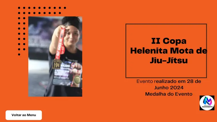 Aluno exibindo a medalha da II Copa Helenita Mota