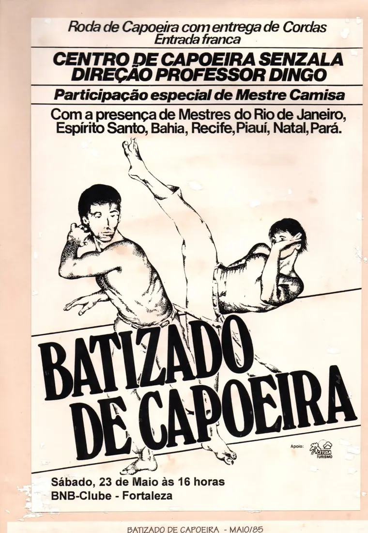 Cartaz do batizado de capoeira de 1985 no BNB Clube