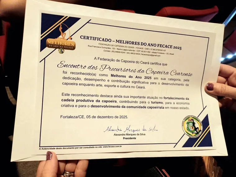 Certificado da Federação de Capoeira do Ceará