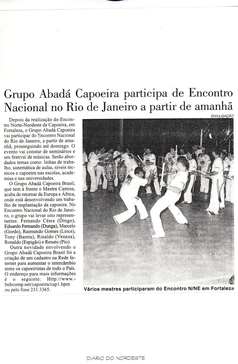 Recorte do Diário do Nordeste sobre o Encontro Nacional no Rio