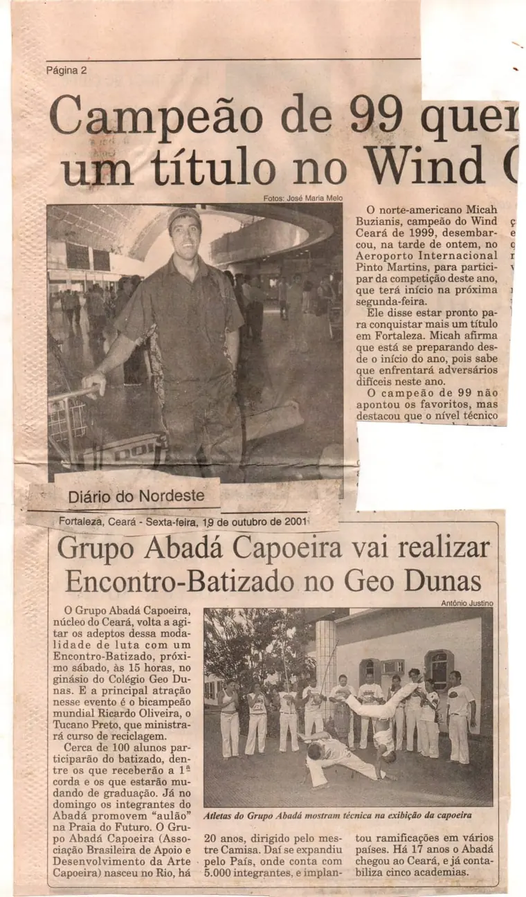 Recorte do Diário do Nordeste de 2001 sobre o Encontro-Batizado