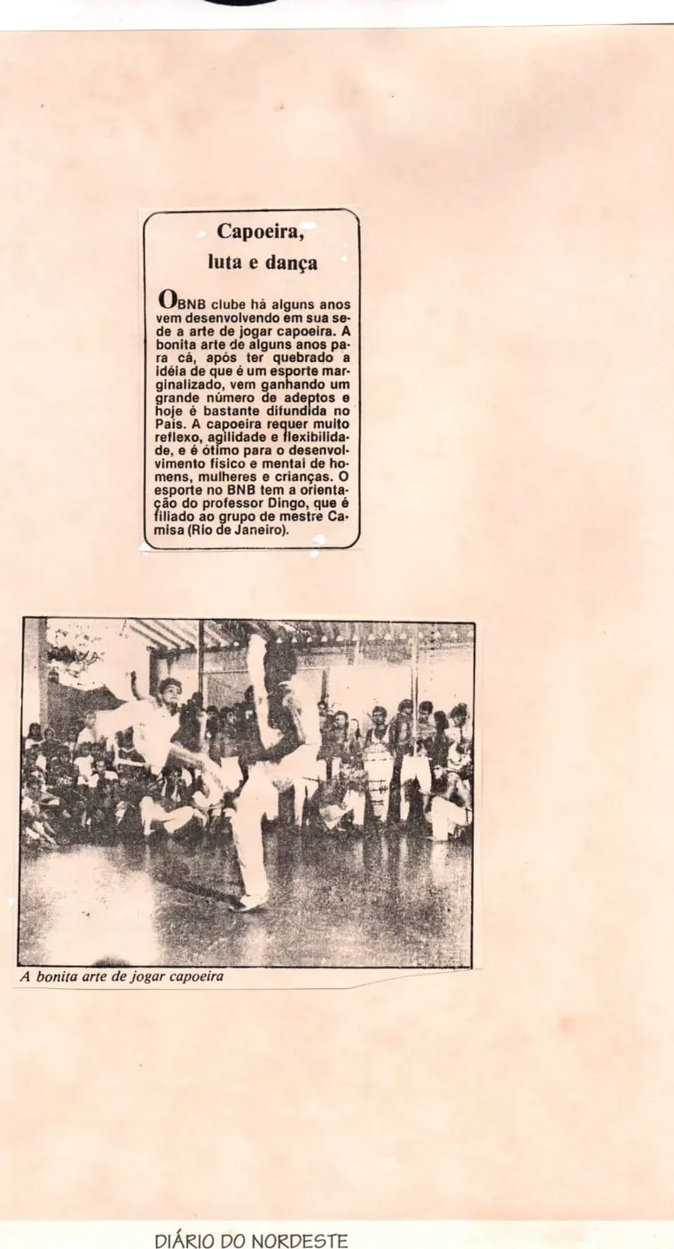 Recorte do Diário do Nordeste sobre capoeira como luta e dança